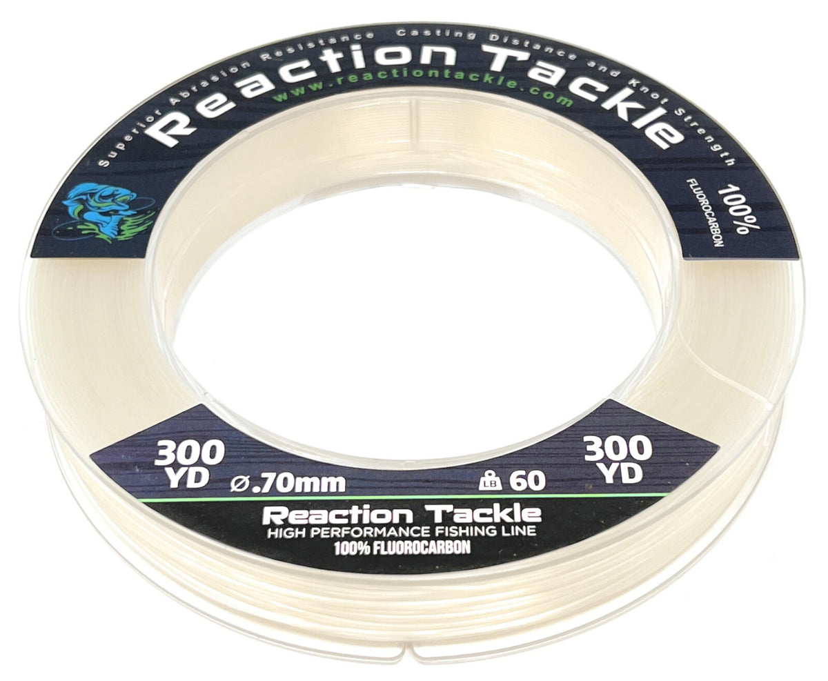 Reaction Tackle Fluorocarbon Fishing Line - Clear or Pink, 50 Yards