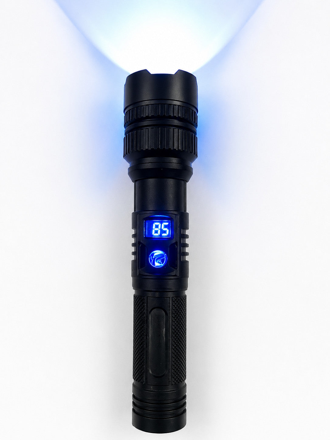 Rechargeable LED Tactical Flashlight Set with LCD Display & Power Bank - 4 Pack