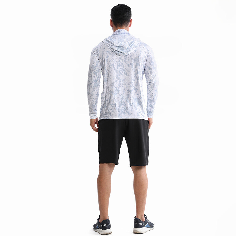Men's UPF 50+ Sun Protection Fishing Shirt with Hoodie Face Mask - Lightweight & Breathable Outdoor Apparel