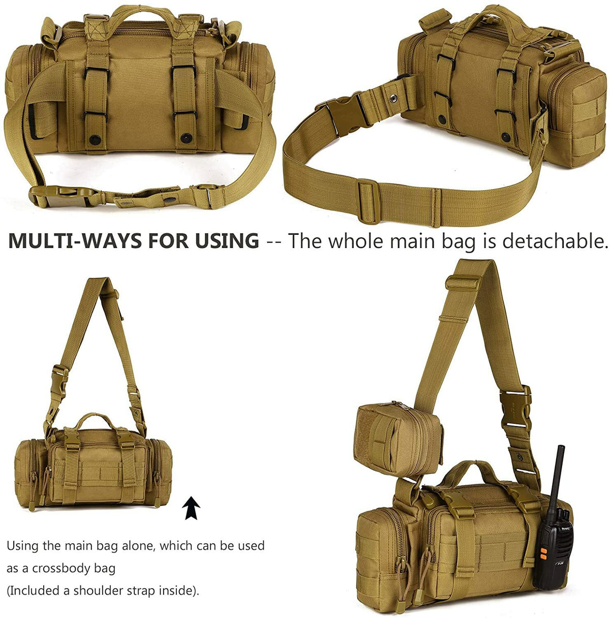 Military Tactical Waist Bag Outdoor Camping Fishing Pouch with Multiple Compartments