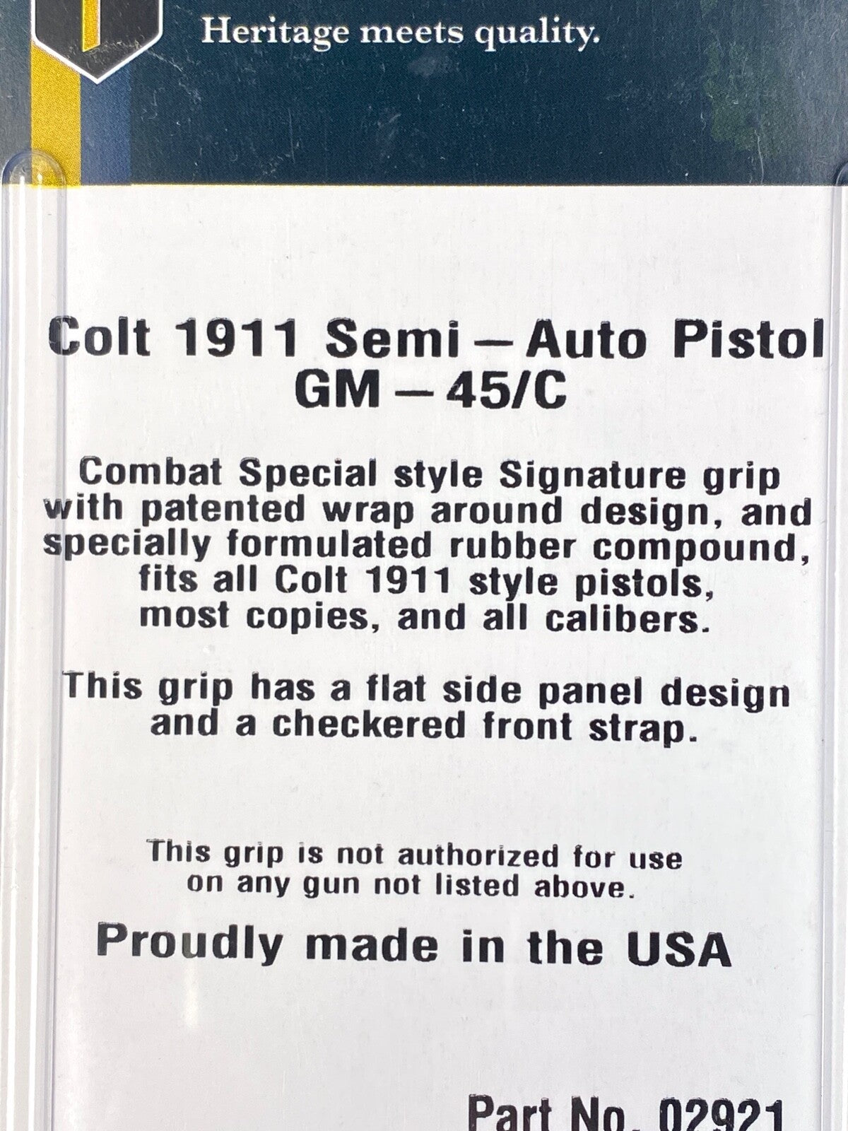 Pachmayr 1911A1 Signature Wrap-Around Rubber Grip for Colt 1911 Pistols