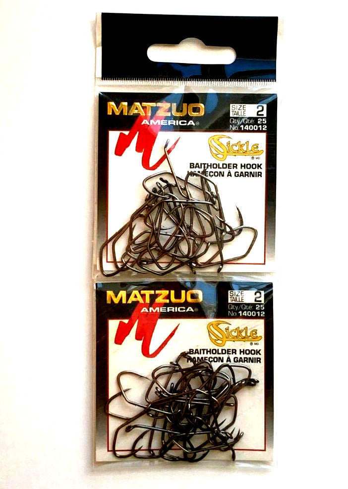 Matzuo Size 2 Sickle Baitholder Hooks Black Chrome Pack of 50