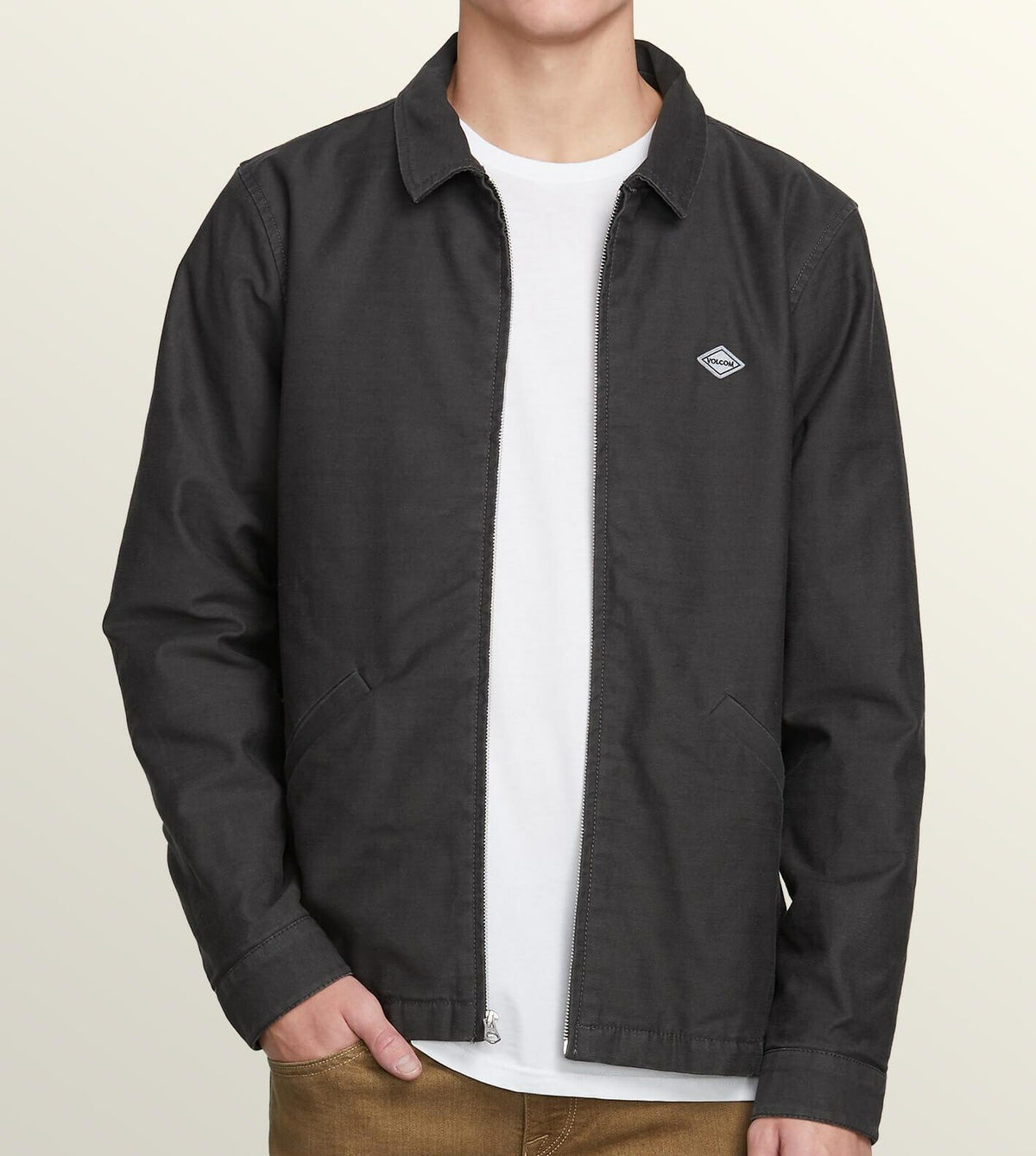 Men's Lined Jacket with Zip Closure and Pockets - Small