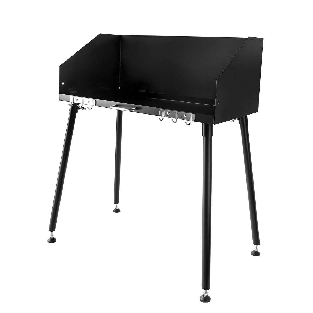 Camping Cooking Table with Windshield - 30x16 Inch Carbon Steel Portable Table