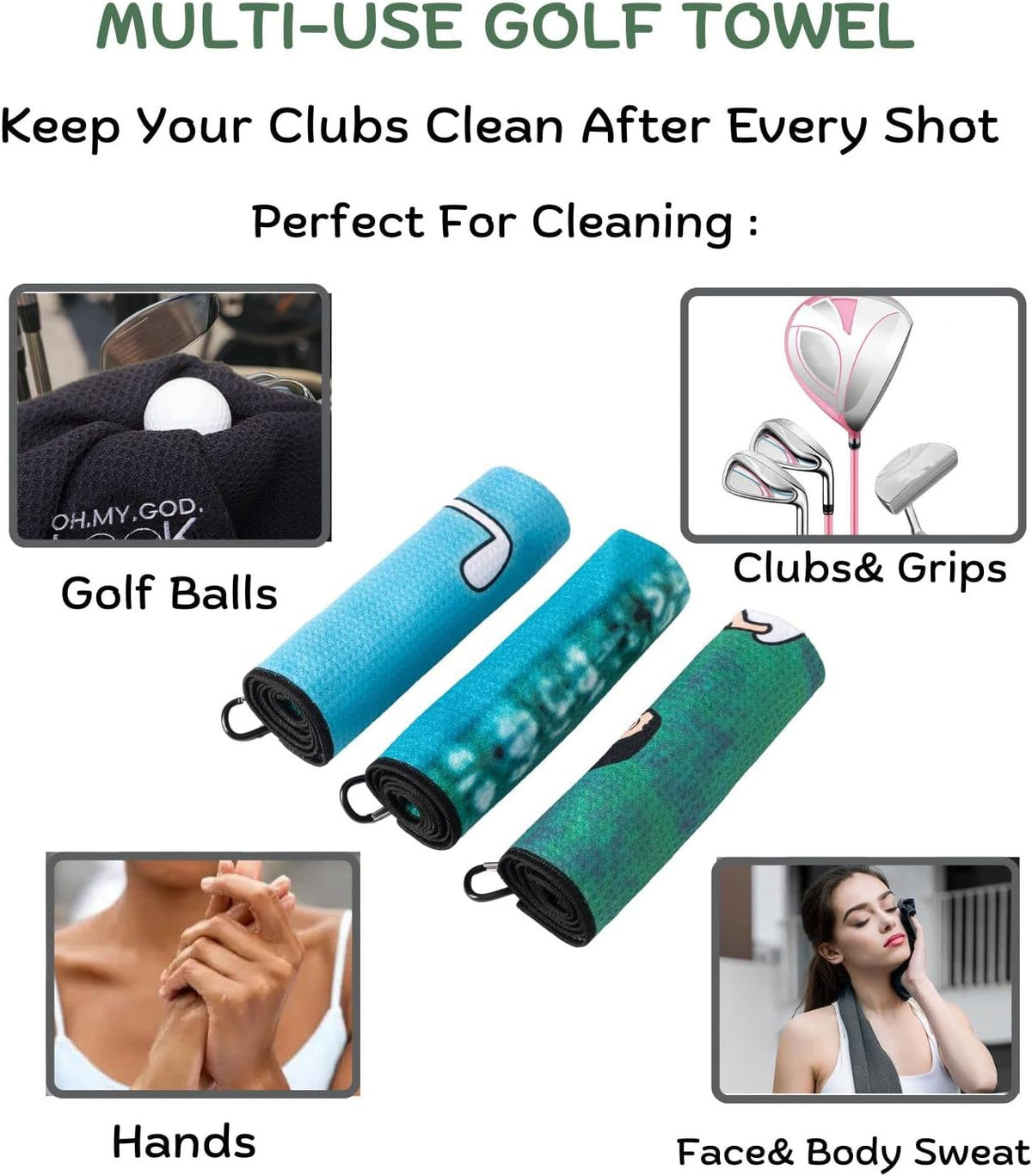 Funny Golf Towel with Clip - Printed Microfiber Golf Accessories for Men