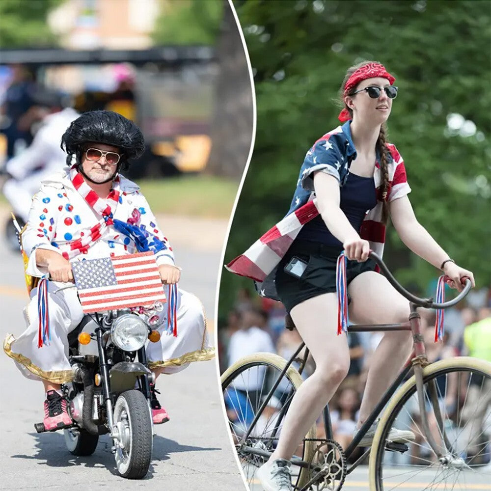 Patriotic Bicycle Handlebar Streamers - Red, White & Blue Ribbon Set