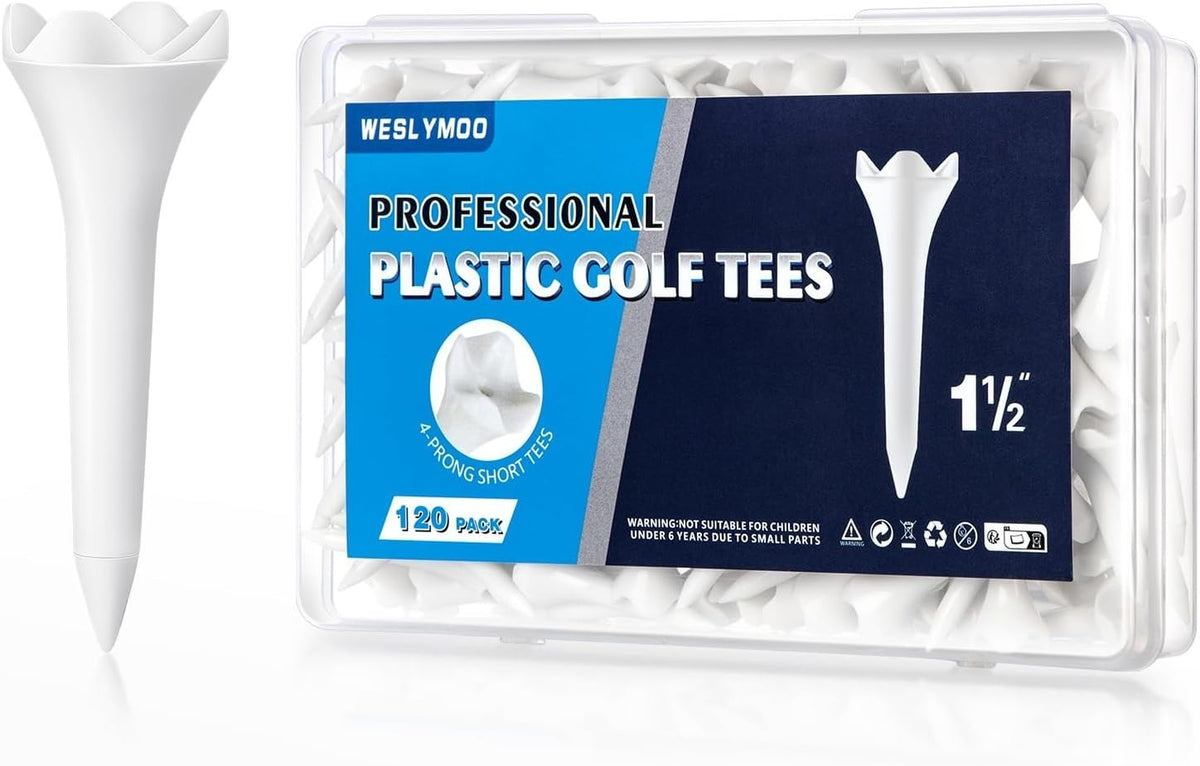 1.5 Inch Plastic Golf Tees Set - Short, Durable, 120 Pack for Driving Range & Course