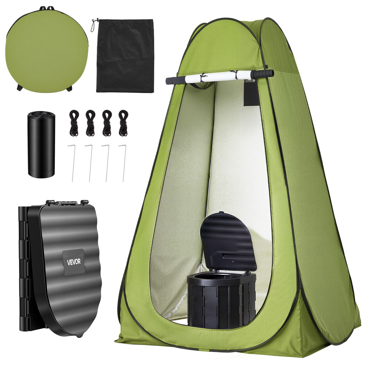 Portable Camping Toilet with Pop-Up Privacy Tent Foldable Outdoor Potty Kit