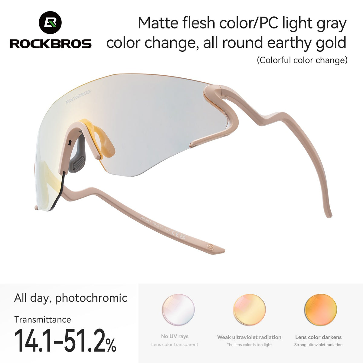Photochromic Cycling Glasses UV400 Sports Sunglasses Unisex Lightweight