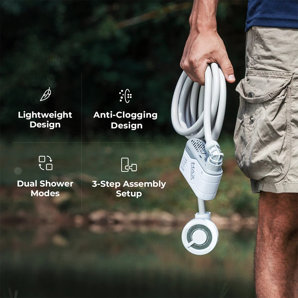 Ultralight Rechargeable Portable Outdoor Shower with High-Flow & Detachable Filter