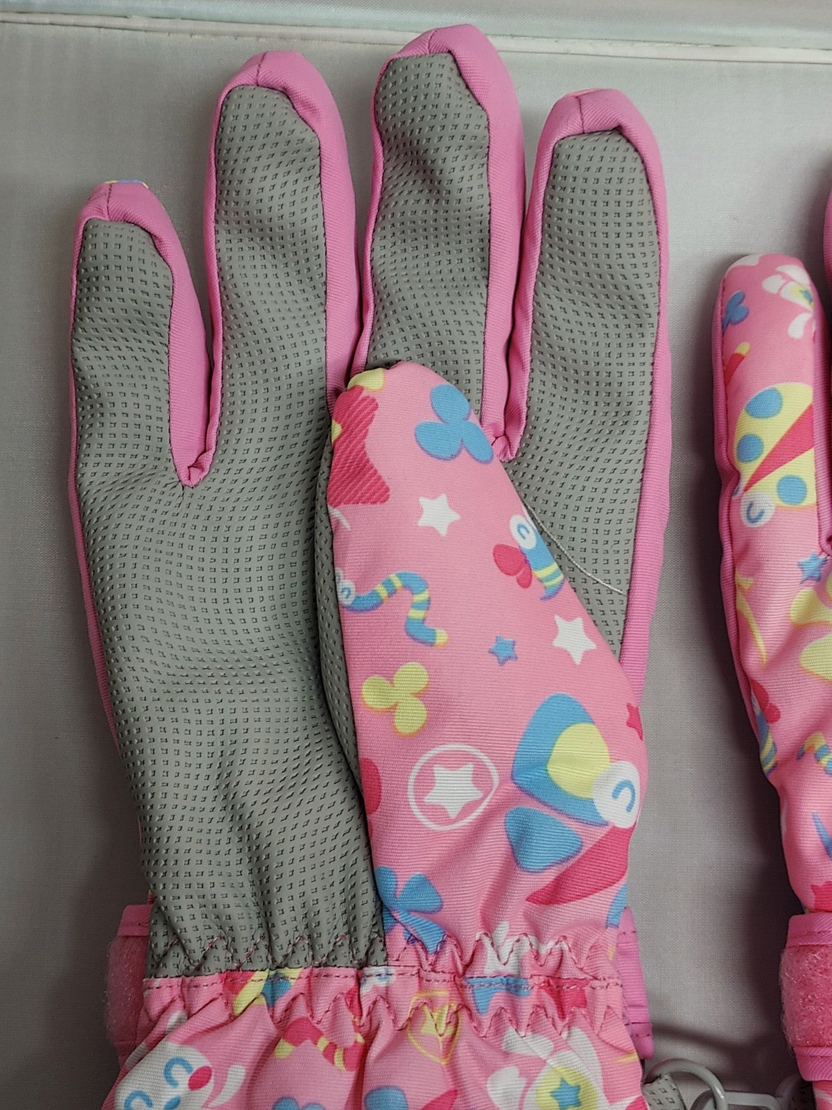 Kids Pink Bunny Winter Snow Ski Gloves Size Large