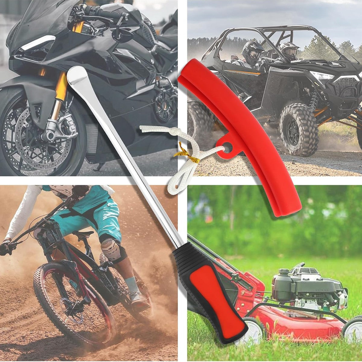 Motorcycle Tire Levers Steel Tool Set with Rim Protectors and Valve Tools