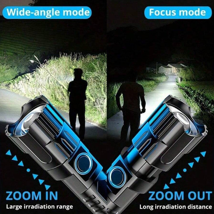 USB Rechargeable Handheld Flashlight with Wide Beam for Outdoor & Emergency Use