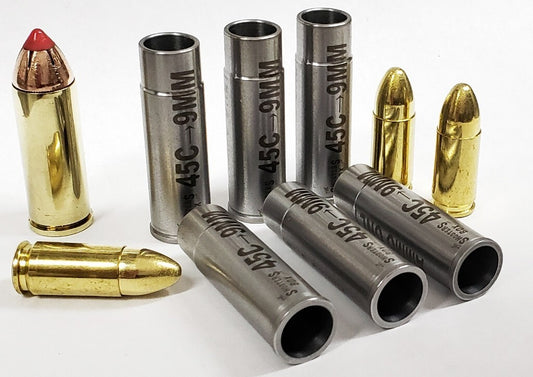45 Colt to 9mm Luger Chamber Reducer Adapter Set of 6 - USA Made