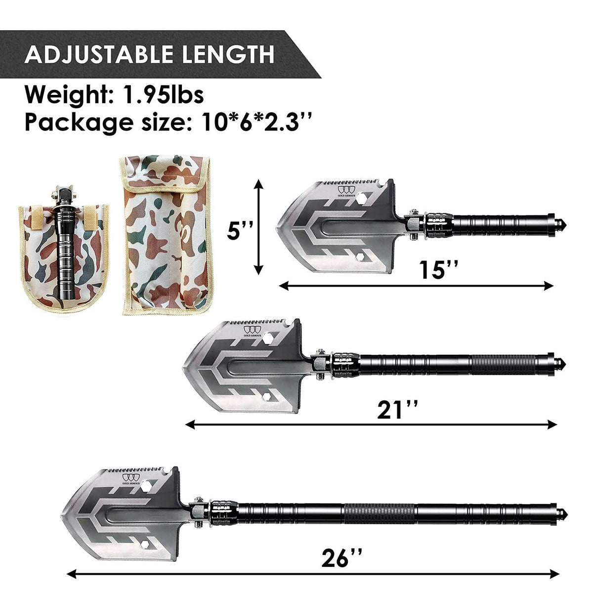 Military Folding Entrenching Shovel for Camping & Snow Removal