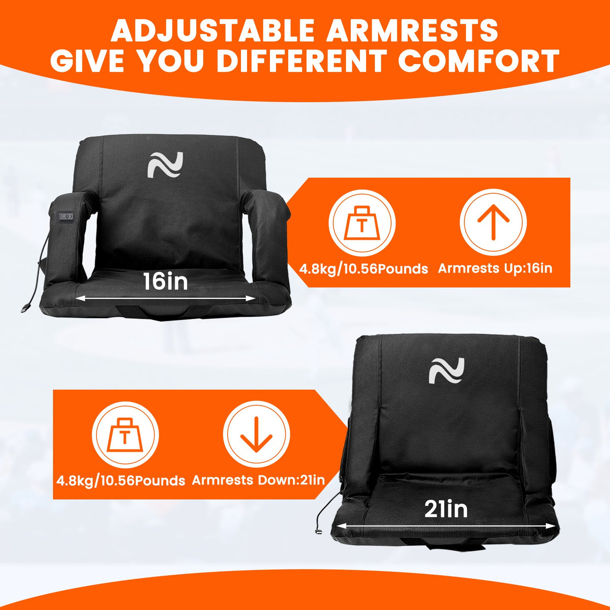 Heated Stadium Seats with Massage & Reclining Support for Bleachers