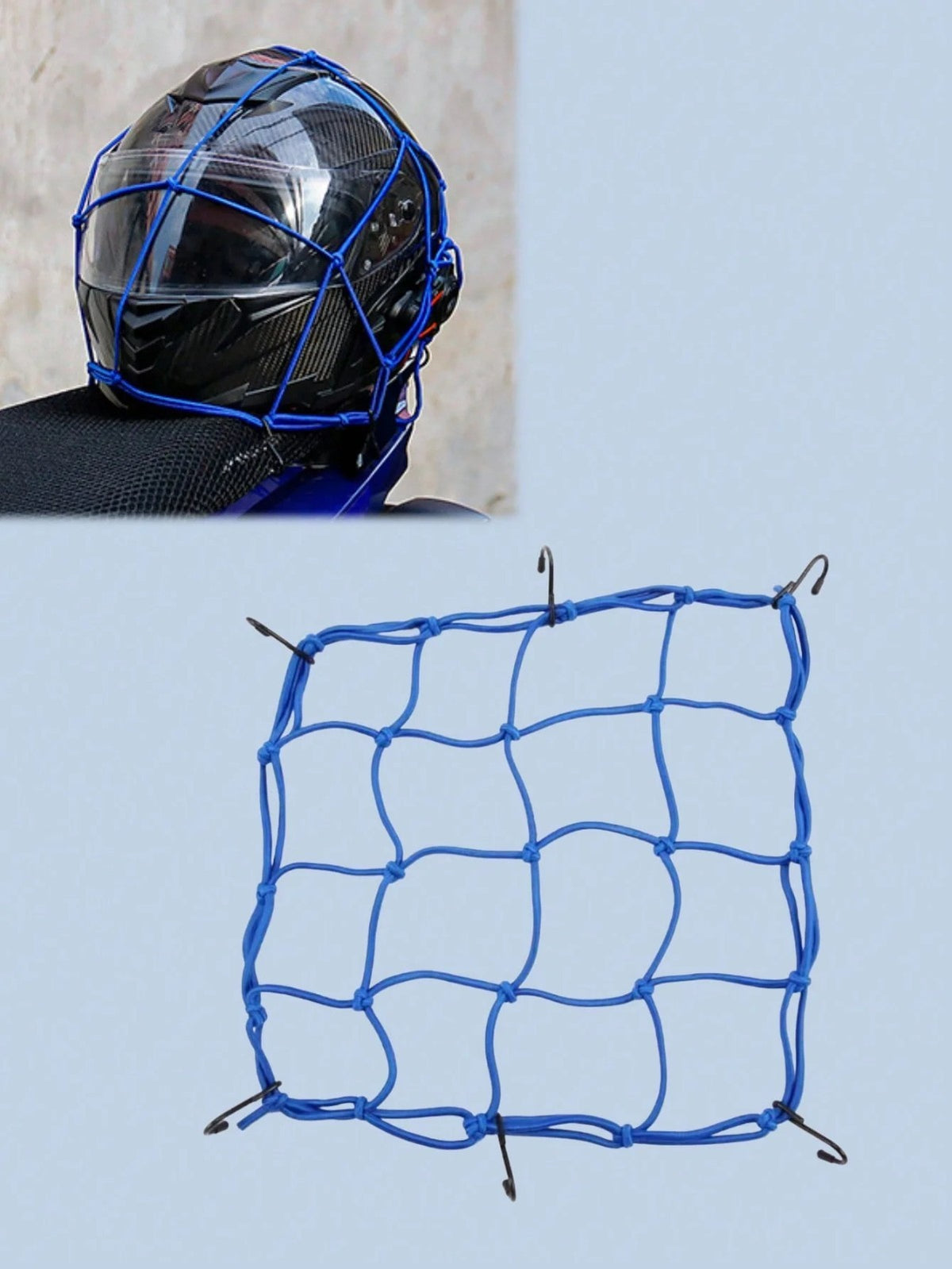 Elastic Motorcycle Cargo Net 30x30cm with Hooks for Bike ATV Scooter Storage