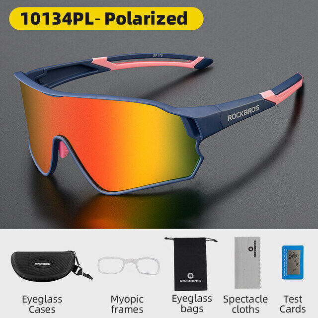 Pink Polarized Cycling Sunglasses UV400 Outdoor Sports Bicycle Glasses