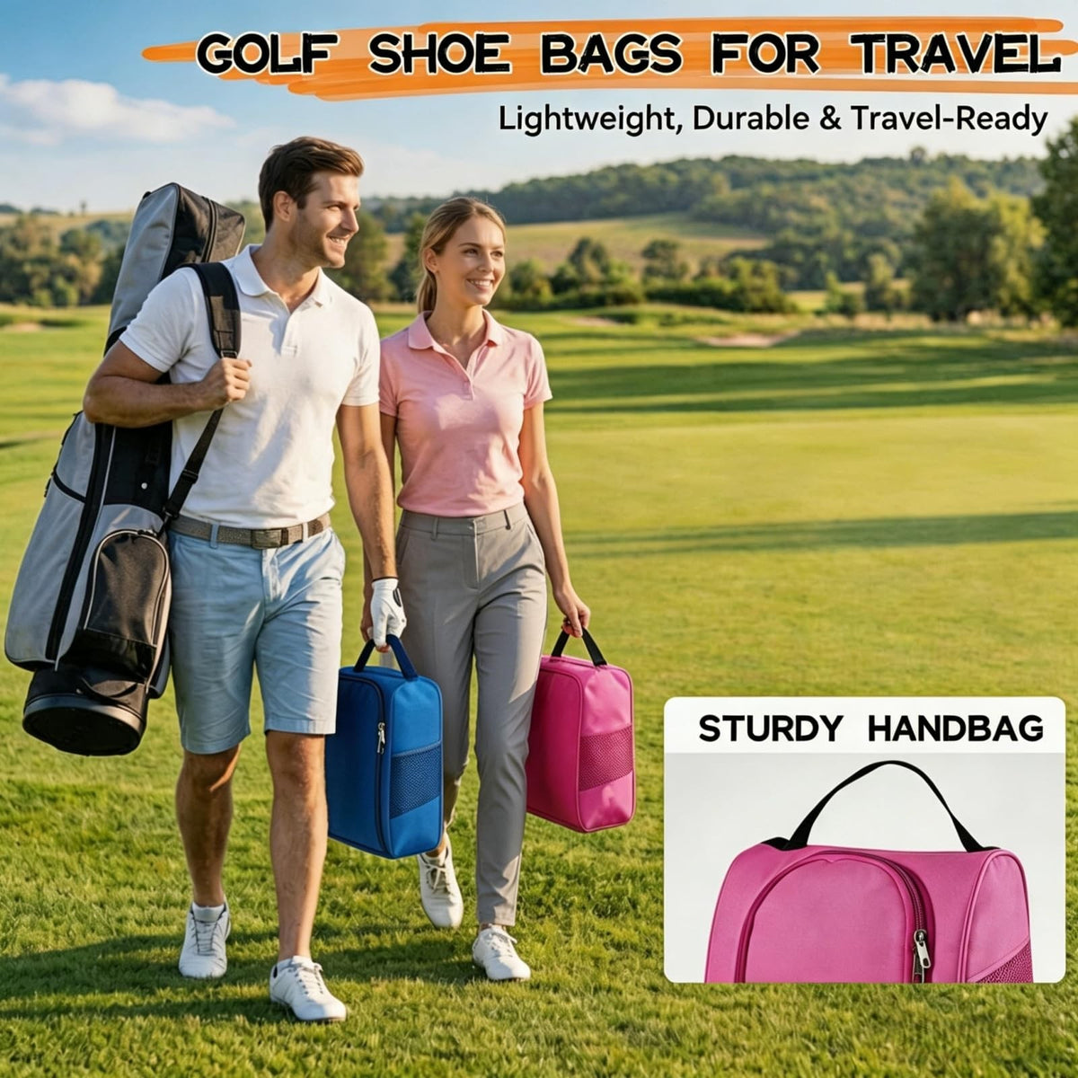 Waterproof Mesh Golf Shoe Bag with Zipper and Ventilation