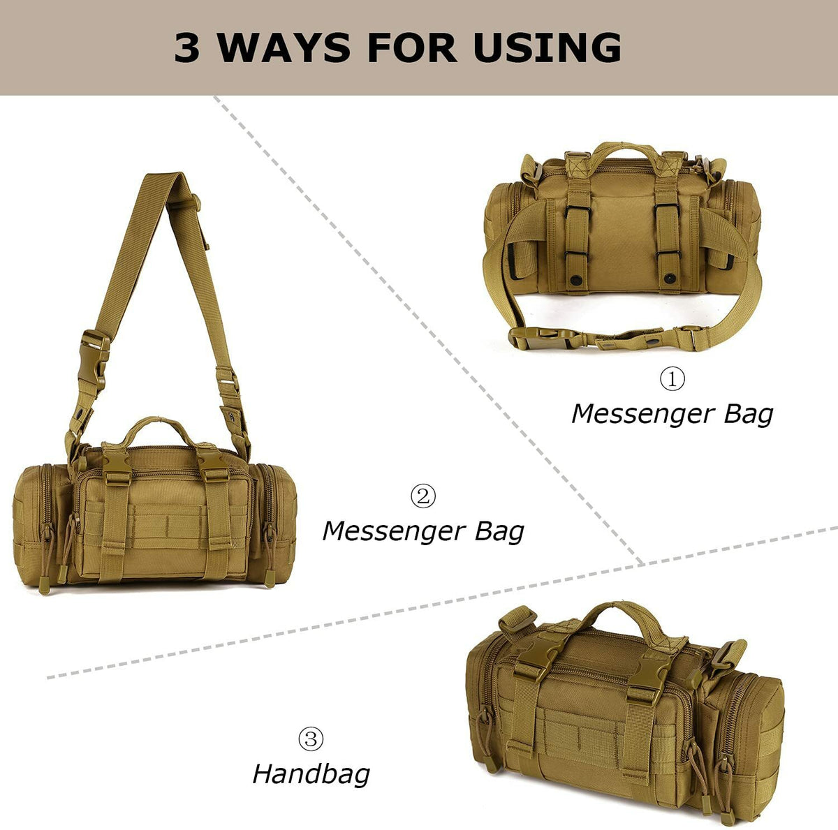 Military Waist Bag Molle Waterproof Fanny Pack Utility Pouch for Outdoor