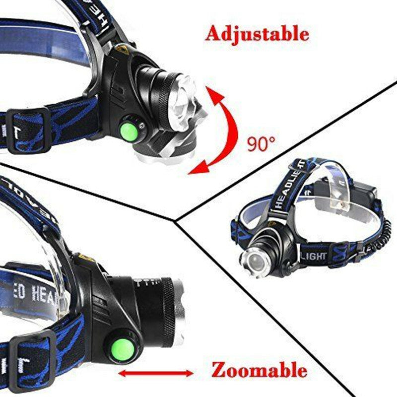 Rechargeable Waterproof LED Headlamp for Camping, Hiking, Fishing