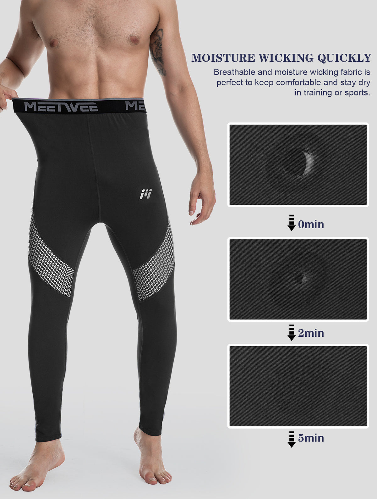 Men's Thermal Base Layer Long Johns Compression Leggings 2 Pack