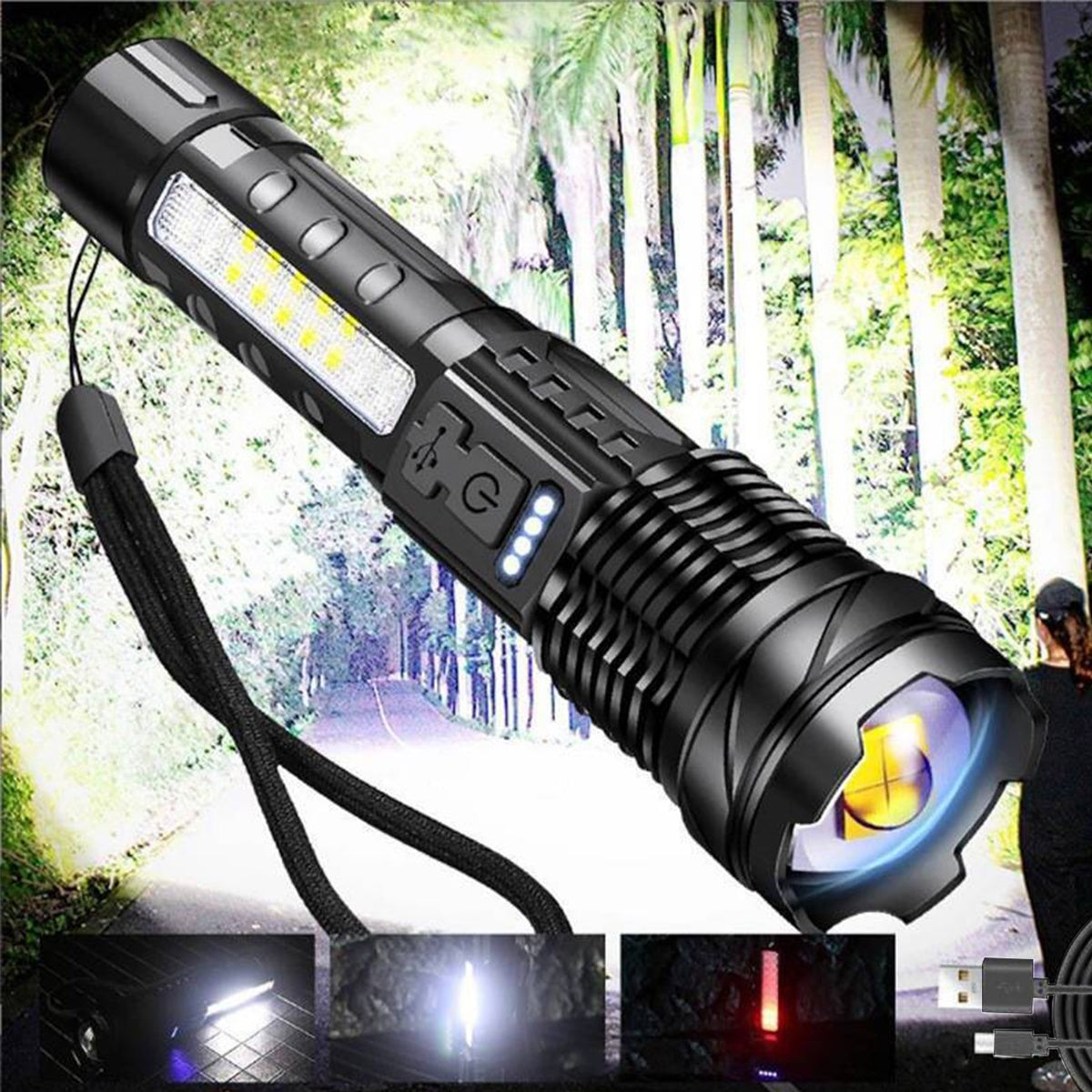 Super Bright Rechargeable LED Flashlight for Camping Hiking Outdoor