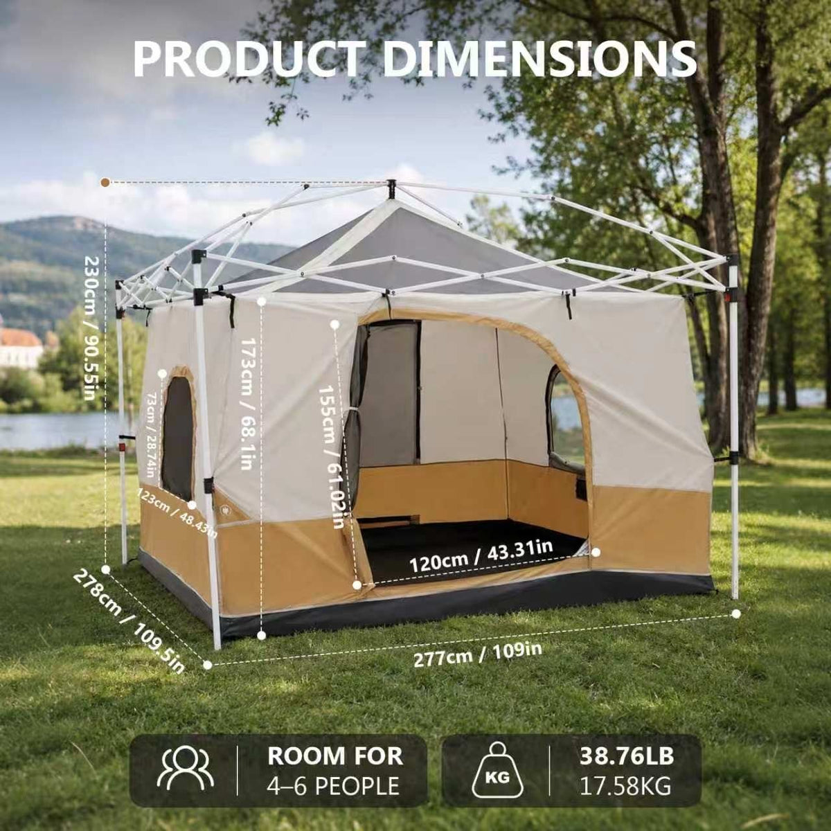 Pop-Up Canopy Inner Tent 10x10 with Mesh Windows for Camping & Outdoor