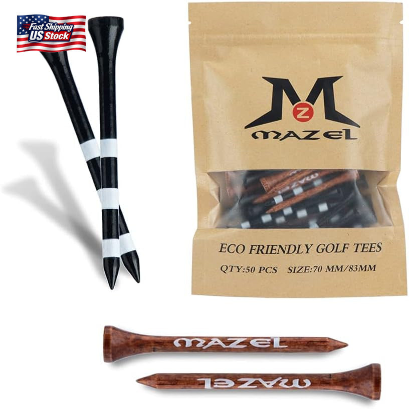 Natural Wood & Bamboo Golf Tees Pack of 50 or 120 – 2 3/4 & 3 1/4 Inch