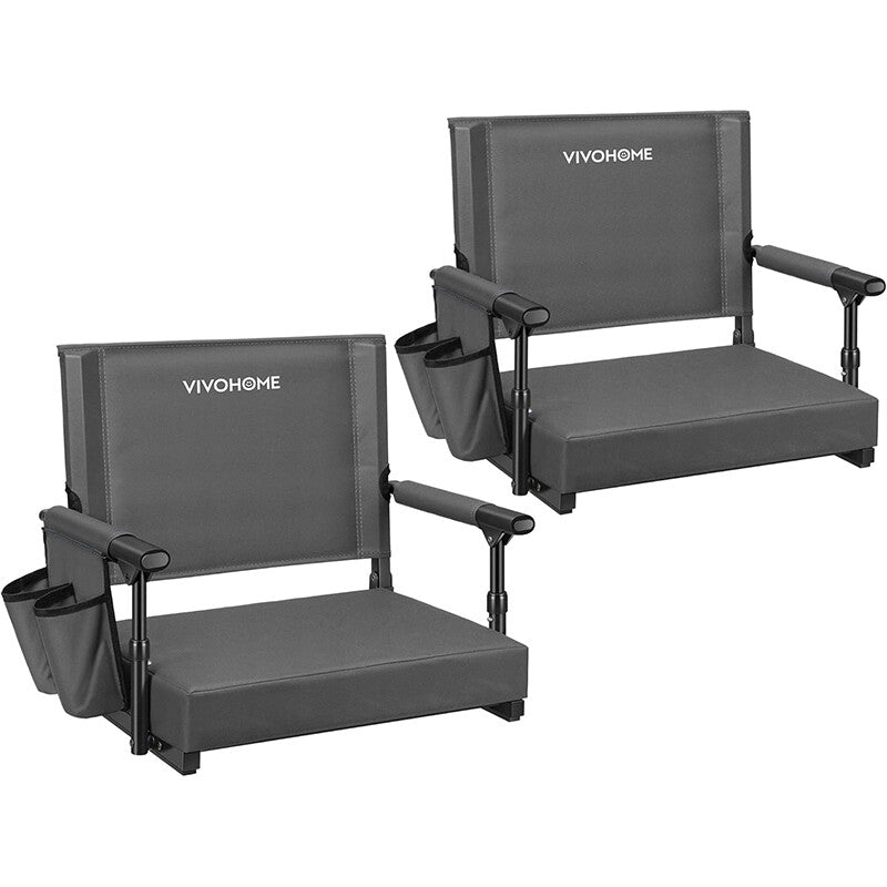 Portable Stadium Bleacher Seat with Armrests & Cushion, Shoulder Strap 2 Pack