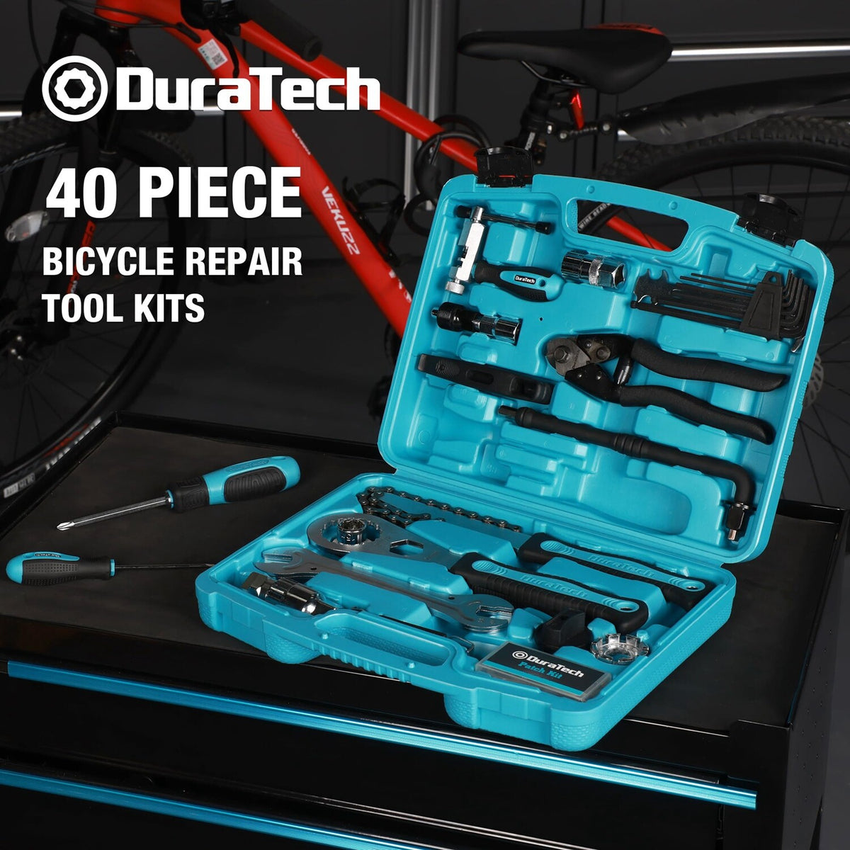 40-Piece Bike Repair Kit with Tools & Case for Bicycle Maintenance