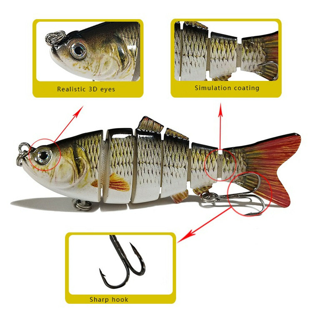 5PCS Lifelike Fish Lures with 3D Eyes and Treble Hooks for Freshwater & Saltwater Fishing