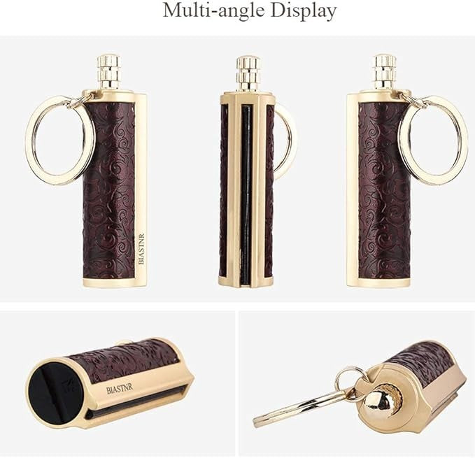 Permanent Match Keychain Fire Starter - Refillable Flint Lighter for Camping & Outdoor Use