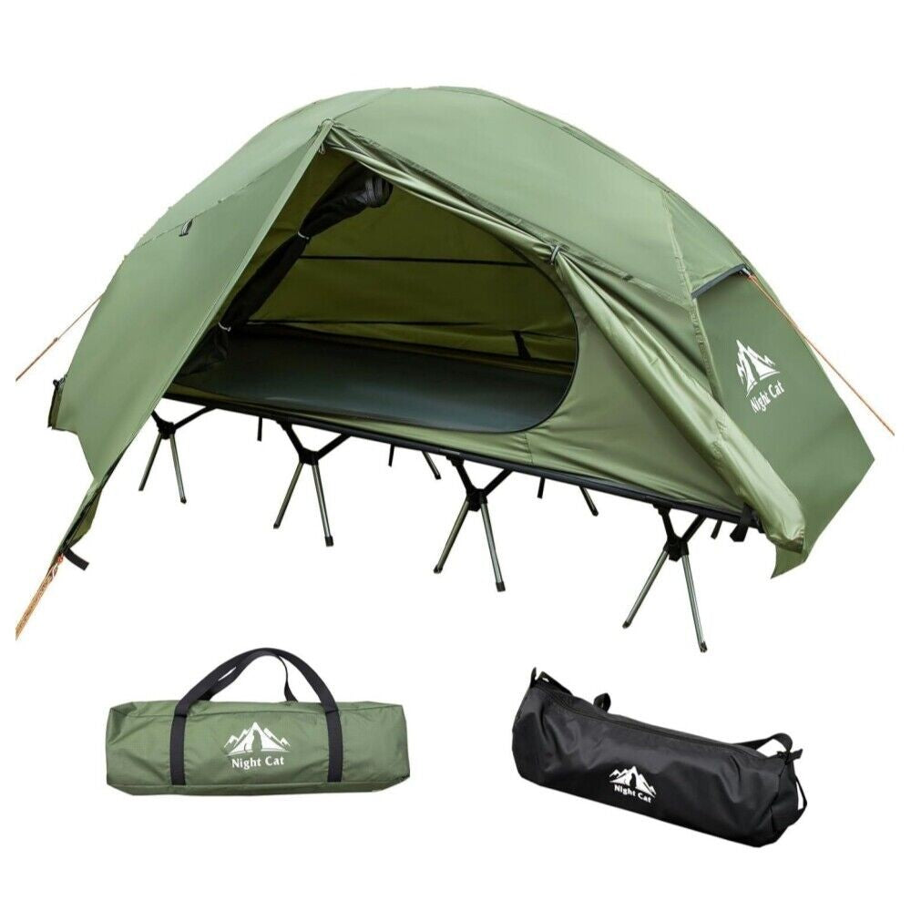 4-in-1 Foldable Camping Cot Tent Set with Rain Cover for Solo Camping
