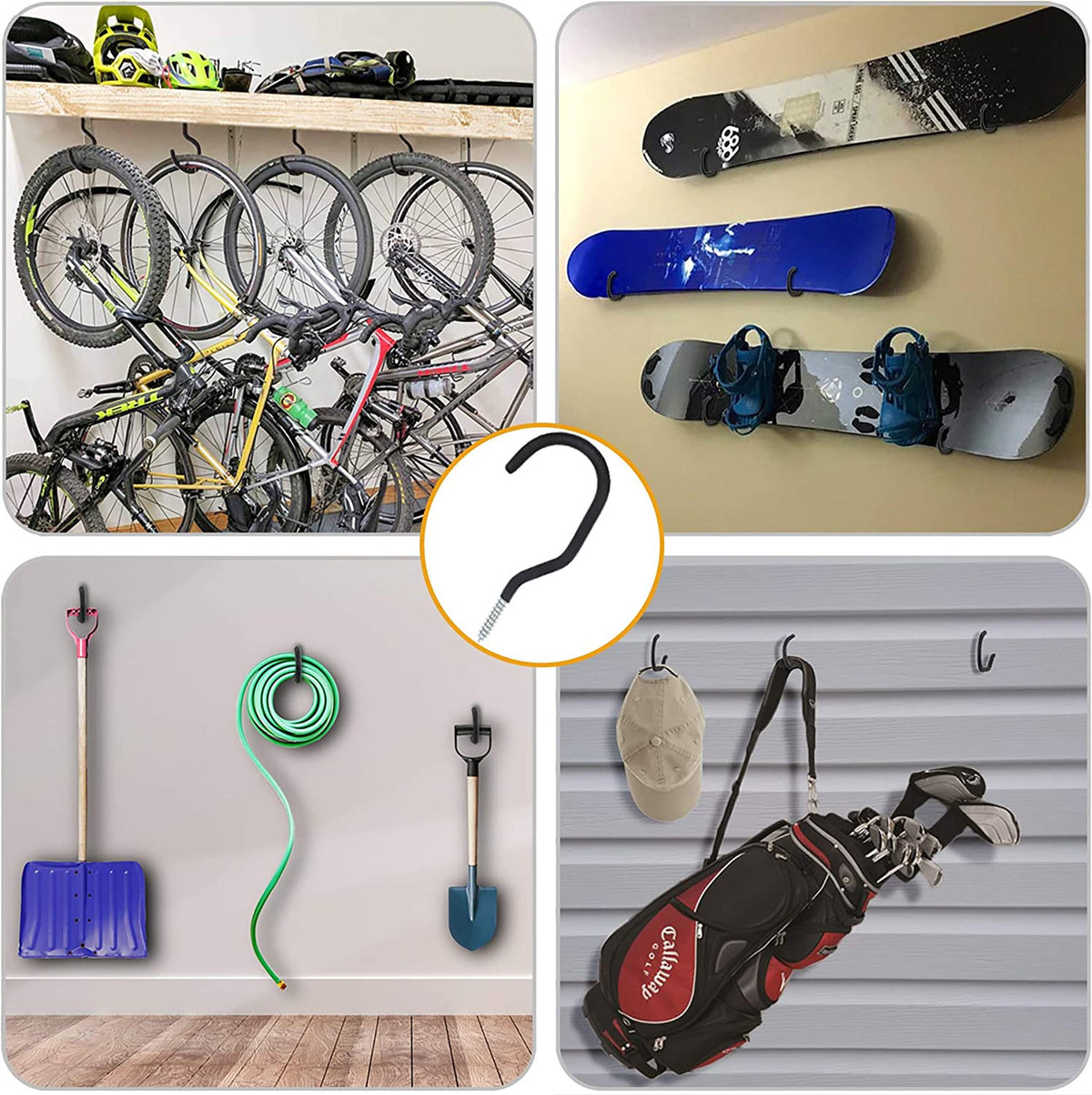 Heavy Duty Wall Mount Bicycle Hooks - Garage & Ceiling Bike Storage
