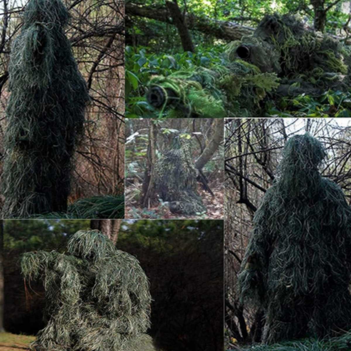 Camouflage Ghillie Suit for Hunting and Birdwatching - Tan 5-in-1