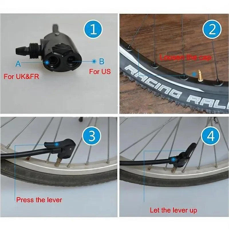 Universal Dual Head Bicycle Pump Nozzle Adapter for Schrader & Presta Valves