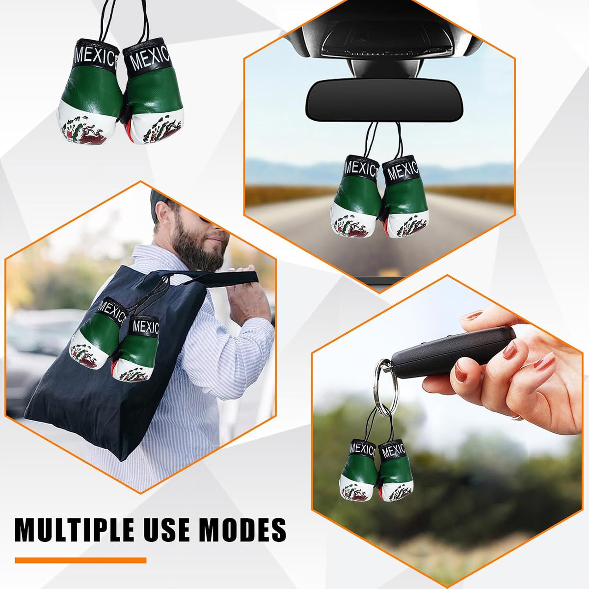Mini Boxing Gloves Car Mirror Hanging Ornament - Mexico-Inspired Decor