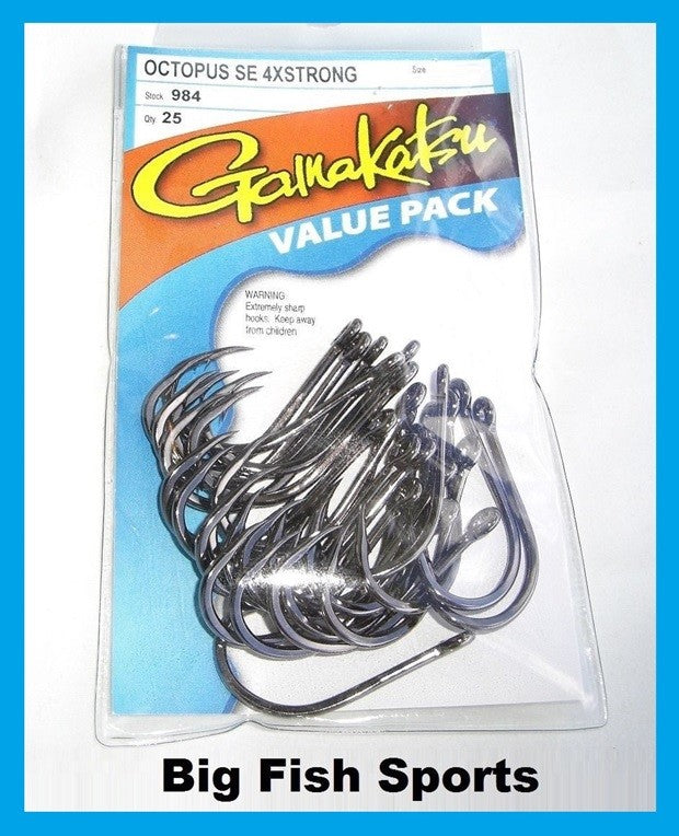 Gamakatsu Octopus Hooks - 4X Strong Fishing Hooks for Heavy Lines - Multiple Sizes