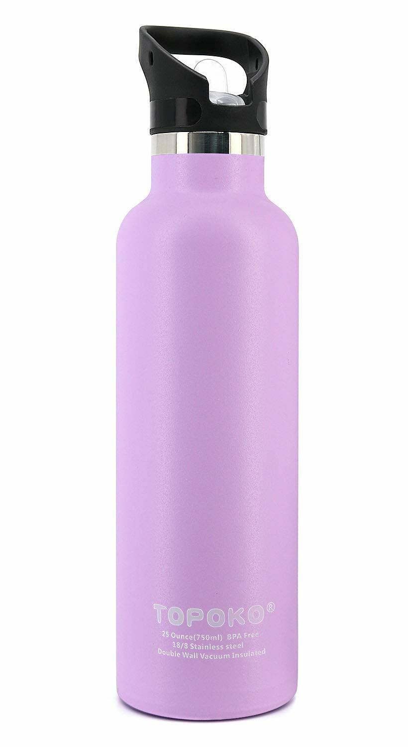 25 oz Stainless Steel Double Wall Water Bottle with Leakproof Lid and Non-Slip Coating