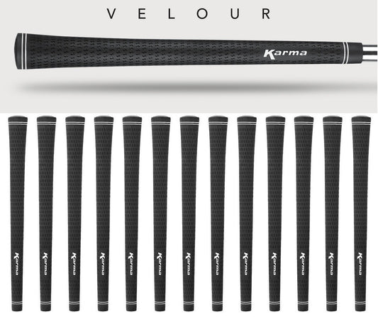 Golf Club Grip Set - 13 Velour Black Standard Size Replacement Grips