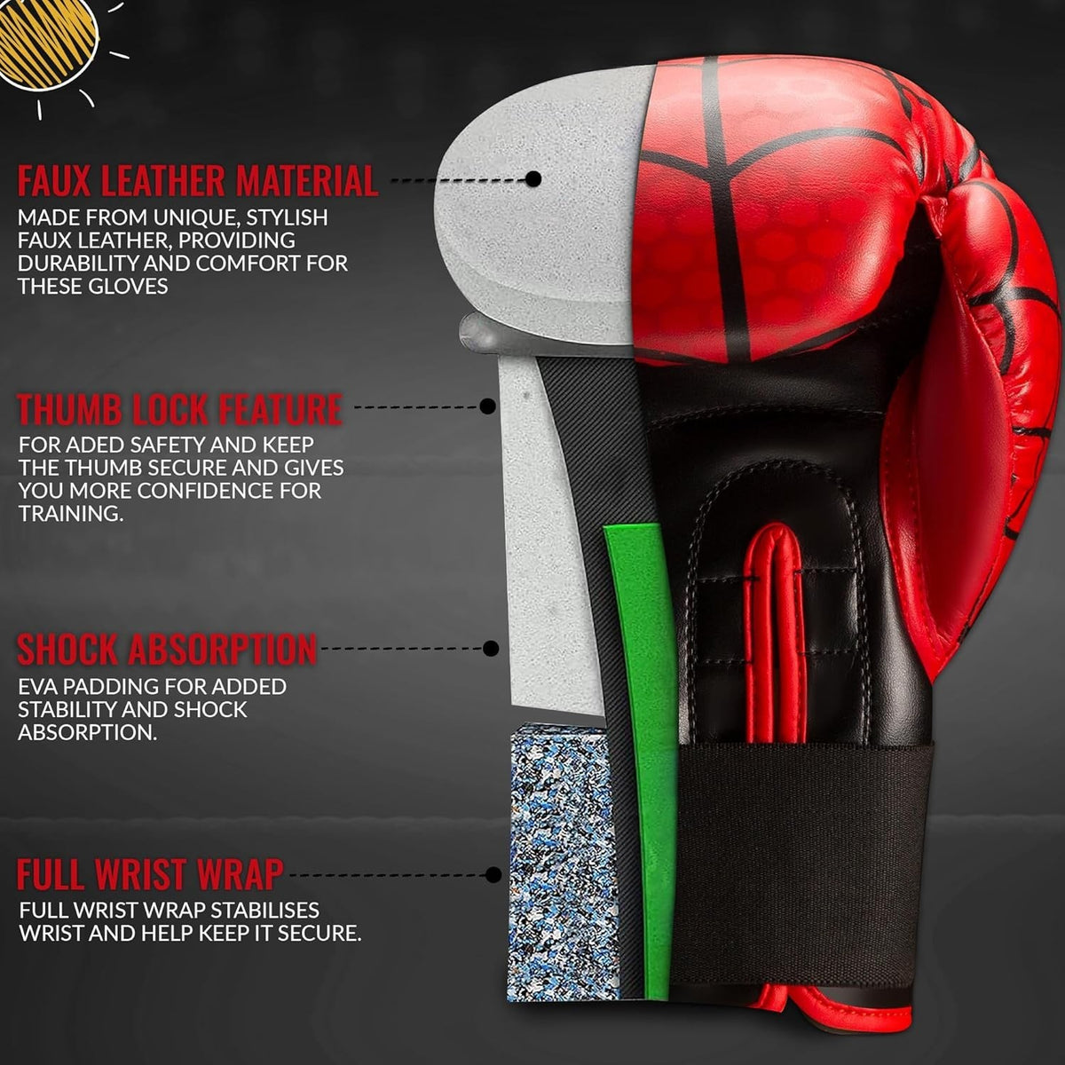Kids Boxing Gloves & Hand Wraps Set for Training & Sparring