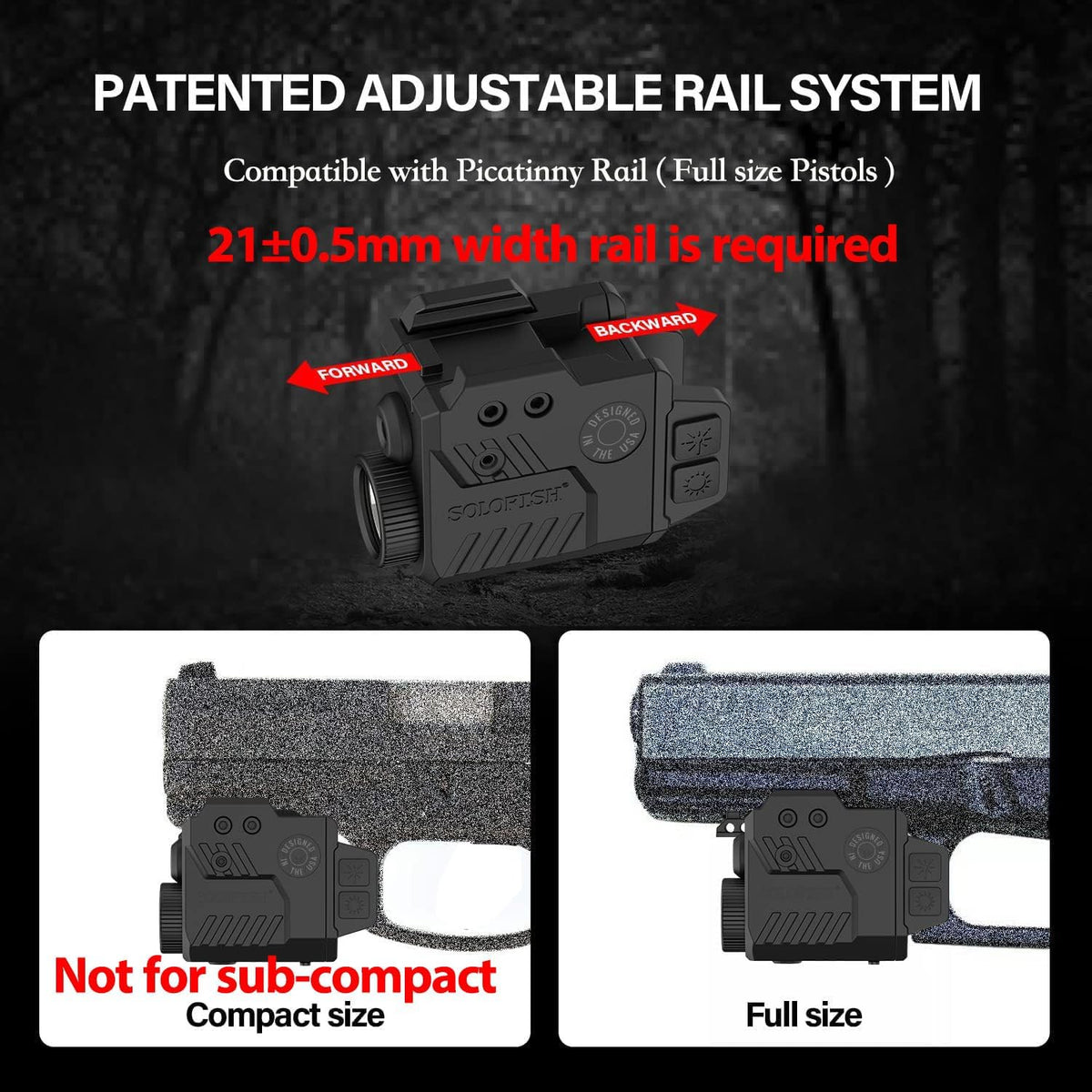 800 Lumens Tactical Pistol Light Laser Combo with Strobe & Green/Red/Blue Laser