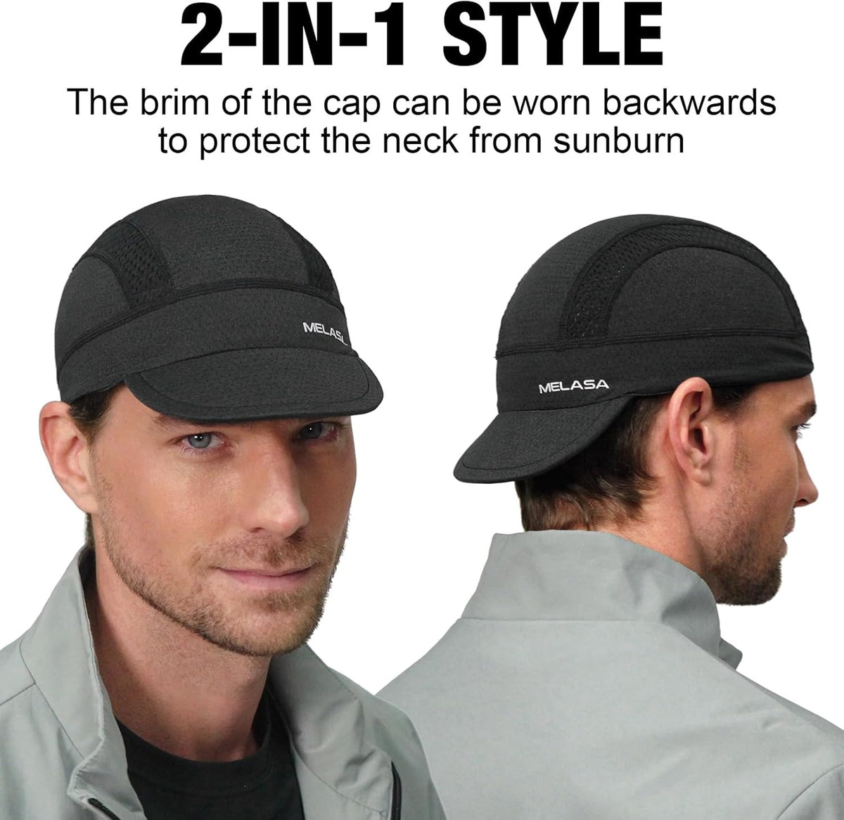 Cycling Cap with Sun Visor and Breathable Mesh - Reversible Sun Protection Helmet Liner