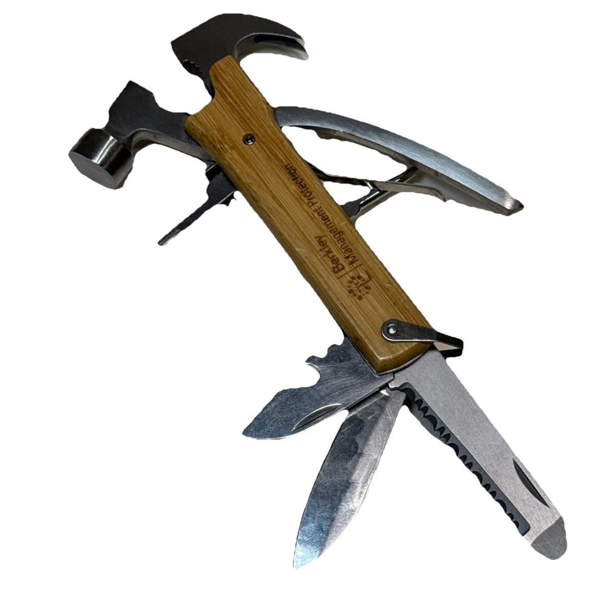 12-Inch Multi-Tool Hammer with Wood Handle and Stainless Steel