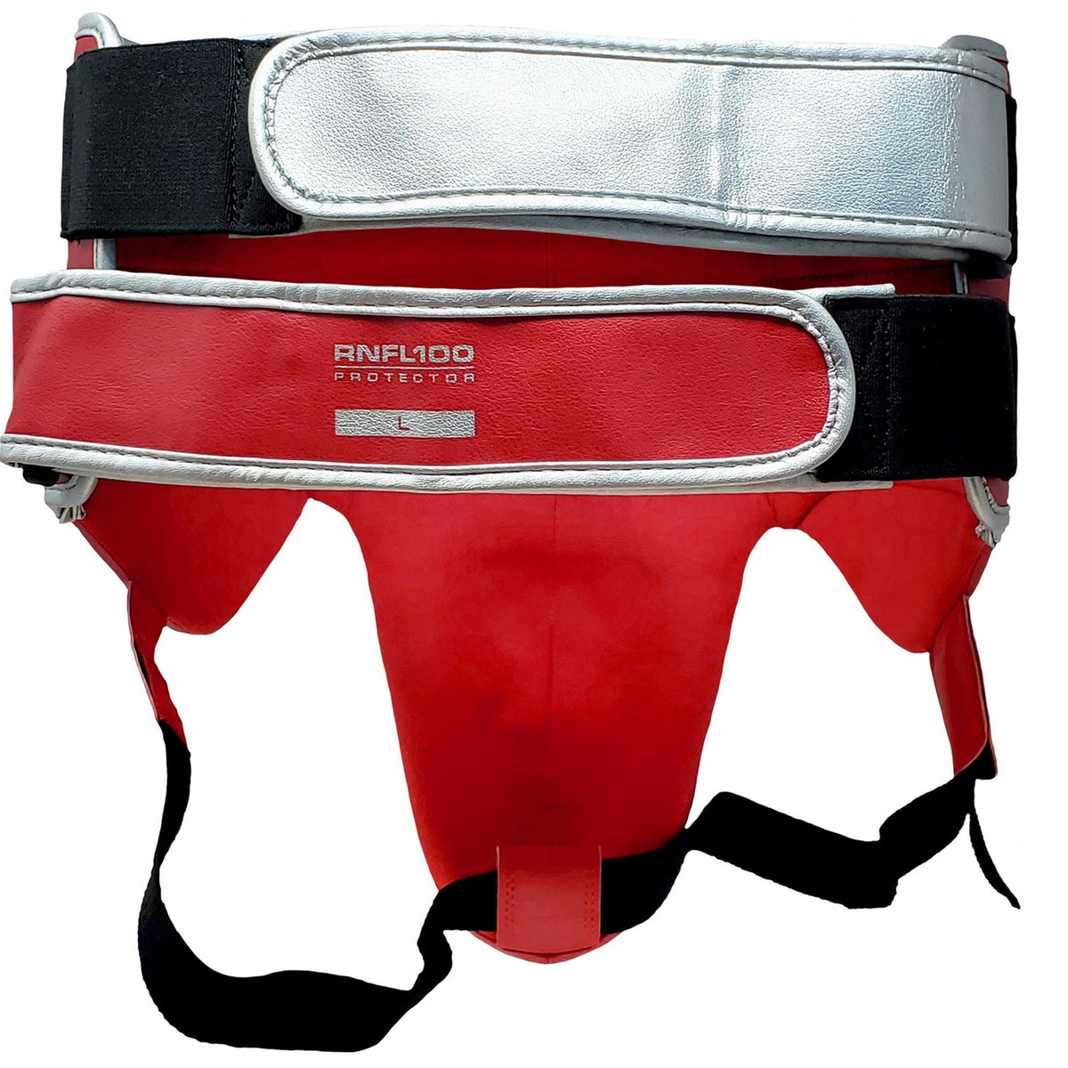 Professional No Foul Groin Protector for Boxing & Martial Arts - Red/Silver