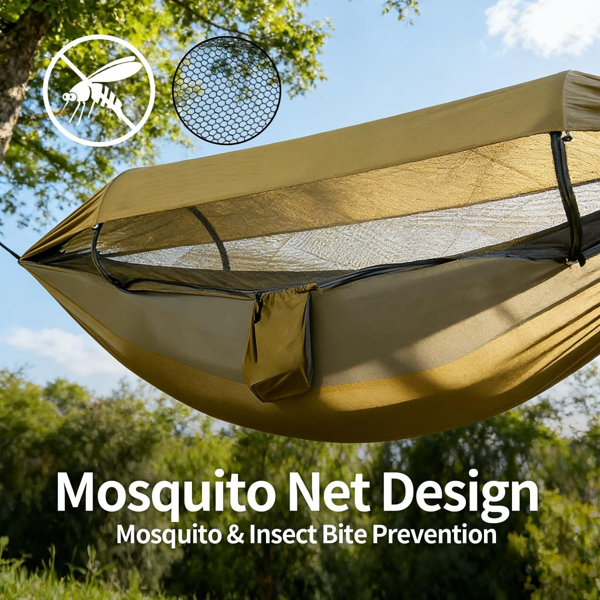 Camping Hammock Tent with Mosquito Net & Rain Fly for 1-2 People, Supports 330lbs