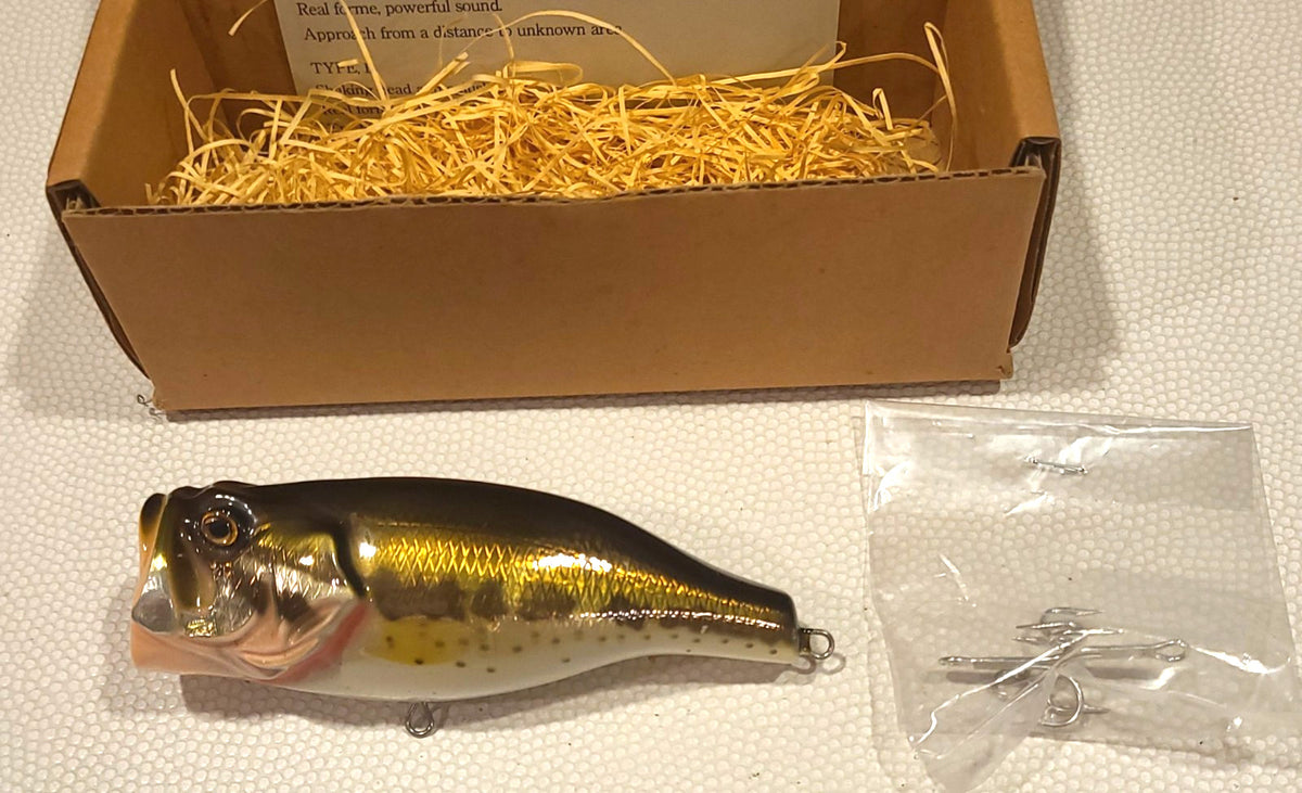Handcrafted Topwater Bass Lure - 4 3/8 Inch, 1.5 Oz, Black Bass Popper