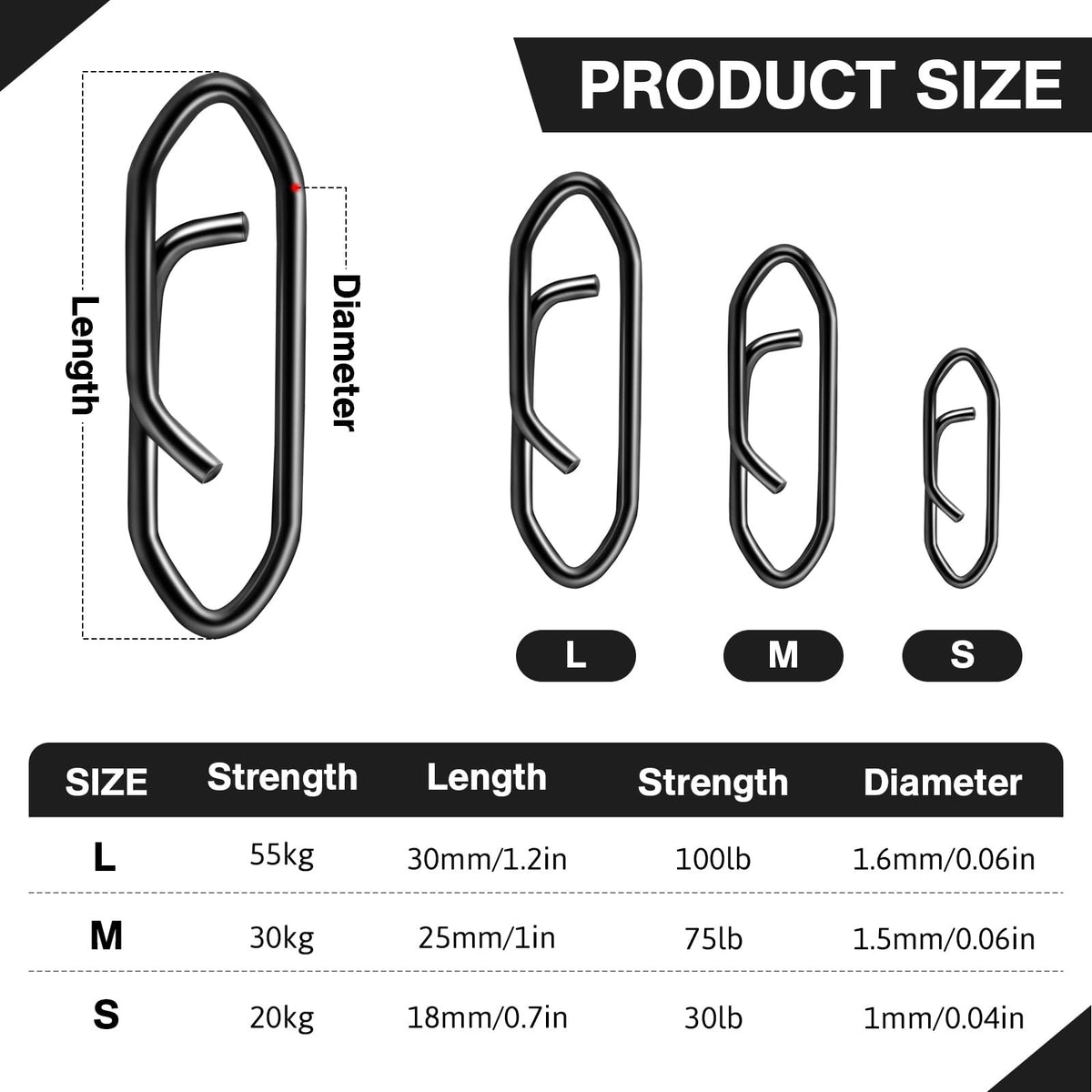 50-Pack Fishing Speed Clips Stainless Steel Lure Connectors Quick Release