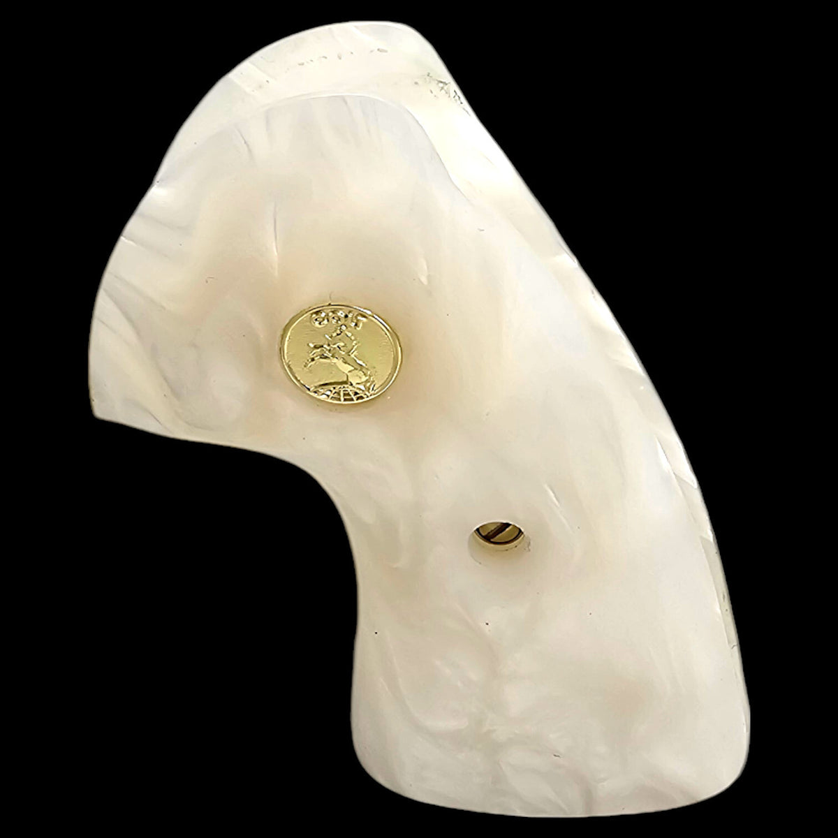 Premium White Pearl Grips for Colt Python & Anaconda Revolvers - CNC Fit, Gold Emblem